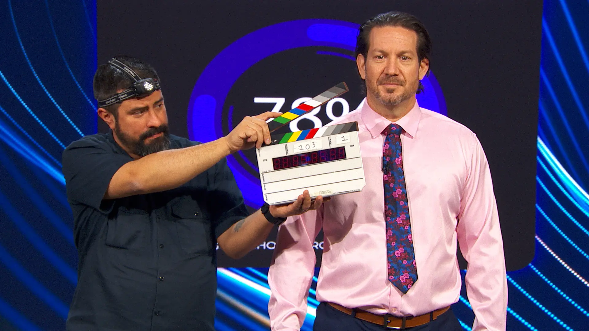 Clapperboard slate on set